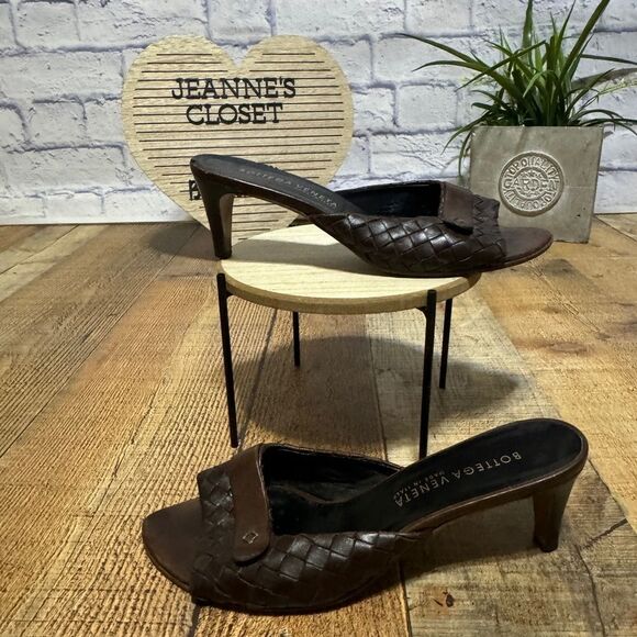 Bottega Veneta Woven Sandals Intrecciato Damier Leather Check Sz 38 US 8 COA - Picture 2 of 16